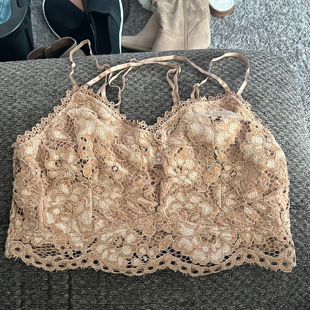 XL Lacey tan bralette.